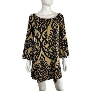 Pink Coconut Damask Print Bell Sleeve Tunic Leggings Top